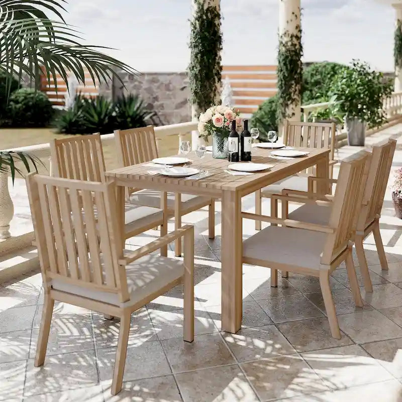 Ensemble de salle à manger d'extérieur 7 pièces en aluminium avec 6 chaises et coussins amovibles pour pelouse