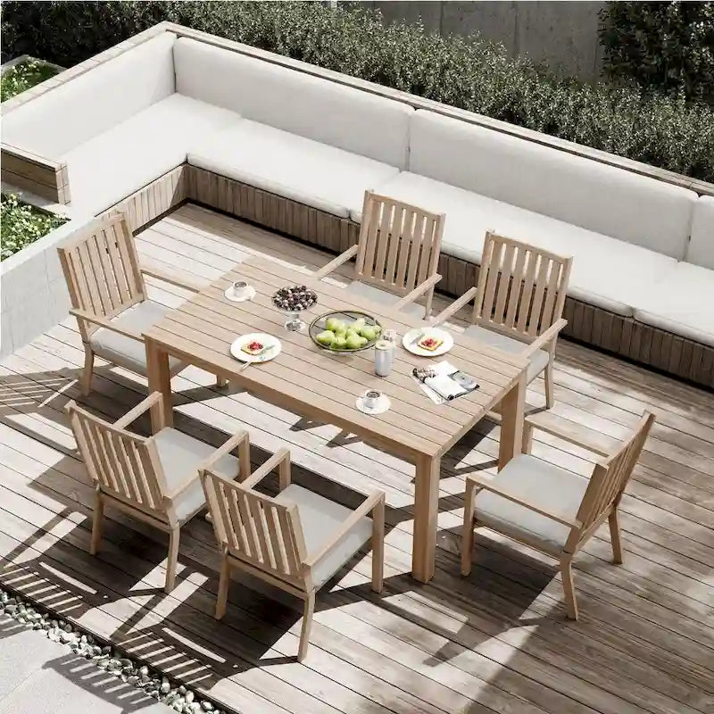 Ensemble de salle à manger d'extérieur 7 pièces en aluminium avec 6 chaises et coussins amovibles pour pelouse