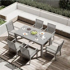 Ensemble de salle à manger d'extérieur 7 pièces en aluminium avec 6 chaises et coussins amovibles pour pelouse