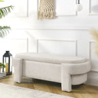 Banc de rangement capitonné en lin beige/blanc et mousse, 1 place, capacité de 113 kg