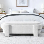 Banc de rangement capitonné en lin beige/blanc et mousse, 1 place, capacité de 113 kg