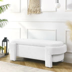Banc de rangement capitonné en lin beige/blanc et mousse, 1 place, capacité de 113 kg