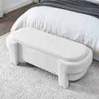 Banc de rangement capitonné en lin beige/blanc et mousse, 1 place, capacité de 113 kg