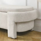 Banc de rangement capitonné en lin beige/blanc et mousse, 1 place, capacité de 113 kg