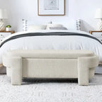 Banc de rangement capitonné en lin beige/blanc et mousse, 1 place, capacité de 113 kg