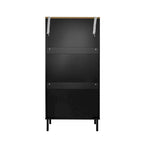 Meuble à chaussures autoportant gris/noir avec 3 portes métalliques effet rotin alvéolé et étagère réglable