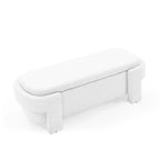 Banc de rangement capitonné en lin blanc/beige