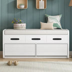Banc de rangement rustique Espresso/Naturel/Bleu marine/Blanc avec 2 tiroirs, 1 place