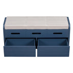 Banc de rangement rustique Espresso/Naturel/Bleu marine/Blanc avec 2 tiroirs, 1 place