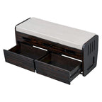 Banc de rangement rustique Espresso/Naturel/Bleu marine/Blanc avec 2 tiroirs, 1 place