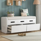 Banc de rangement rustique Espresso/Naturel/Bleu marine/Blanc avec 2 tiroirs, 1 place