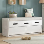Banc de rangement rustique Espresso/Naturel/Bleu marine/Blanc avec 2 tiroirs, 1 place