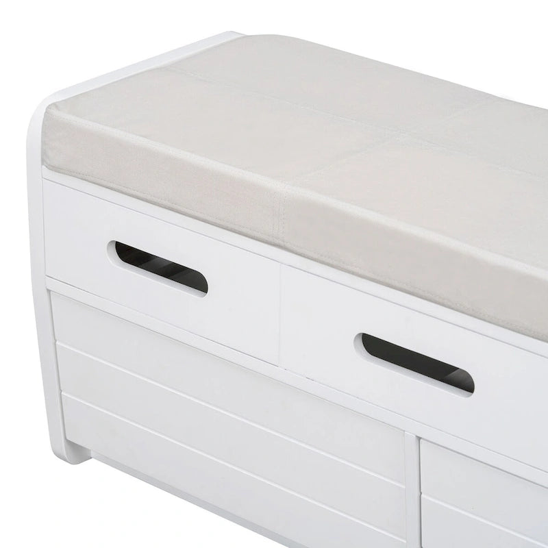 Banc de rangement rustique Espresso/Naturel/Bleu marine/Blanc avec 2 tiroirs, 1 place