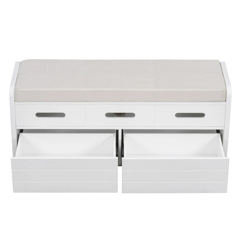 Banc de rangement rustique Espresso/Naturel/Bleu marine/Blanc avec 2 tiroirs, 1 place