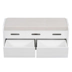Banc de rangement rustique Espresso/Naturel/Bleu marine/Blanc avec 2 tiroirs, 1 place