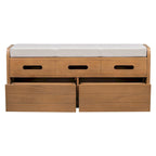 Banc de rangement rustique Espresso/Naturel/Bleu marine/Blanc avec 2 tiroirs, 1 place