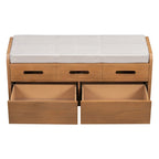 Banc de rangement rustique Espresso/Naturel/Bleu marine/Blanc avec 2 tiroirs, 1 place