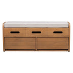 Banc de rangement rustique Espresso/Naturel/Bleu marine/Blanc avec 2 tiroirs, 1 place