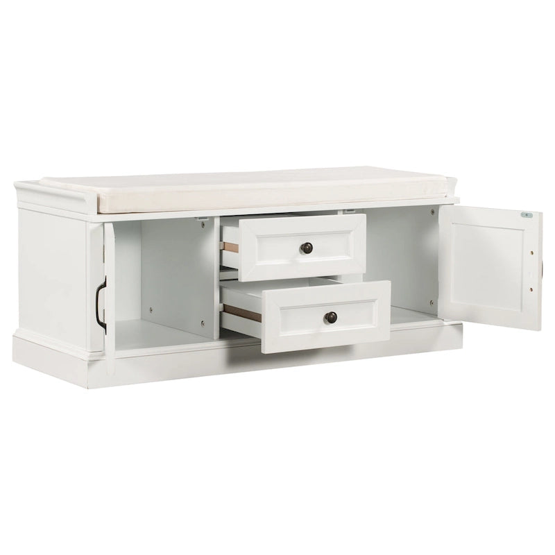Banc de rangement Espresso/Gris/Marine/Noir/Blanc avec 2 tiroirs et 2 placards