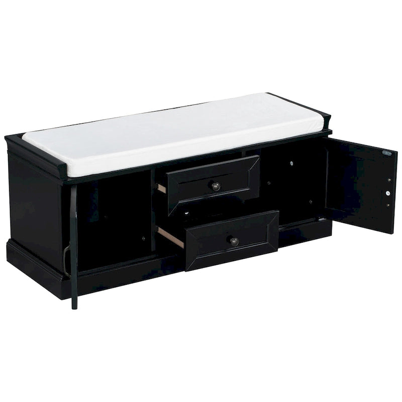 Banc de rangement Espresso/Gris/Marine/Noir/Blanc avec 2 tiroirs et 2 placards