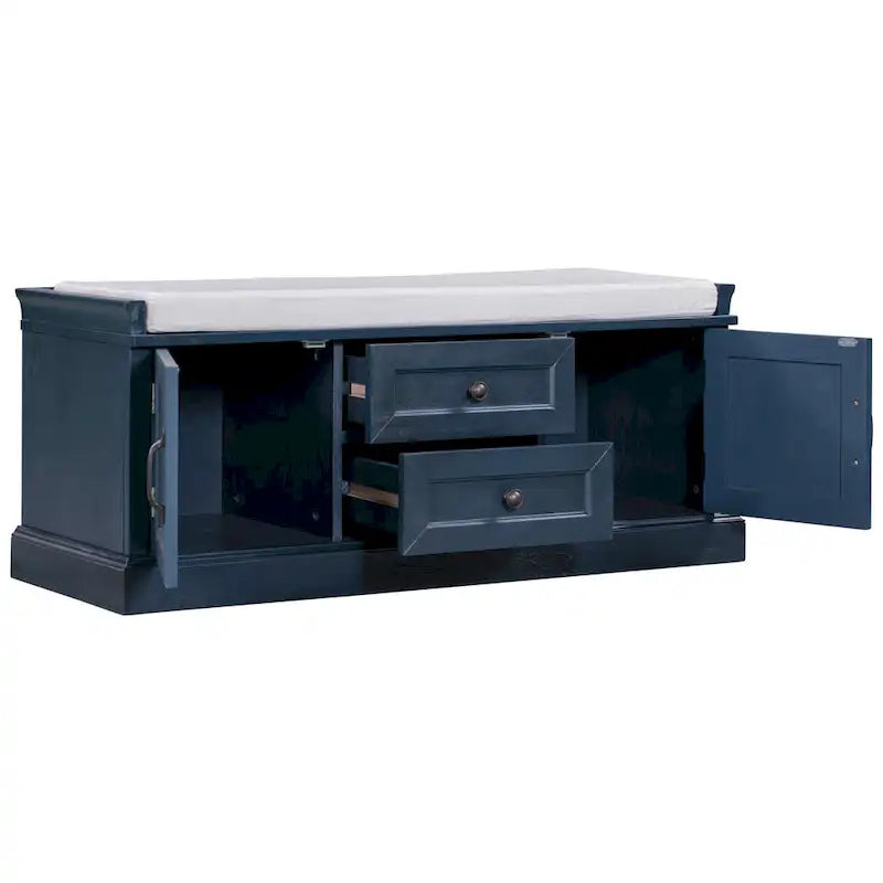 Banc de rangement Espresso/Gris/Marine/Noir/Blanc avec 2 tiroirs et 2 placards