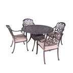 Ensemble de salle à manger rond 5 pièces en aluminium Saratoga avec coussins Sunbrella – Meilleur mobilier d'extérieur