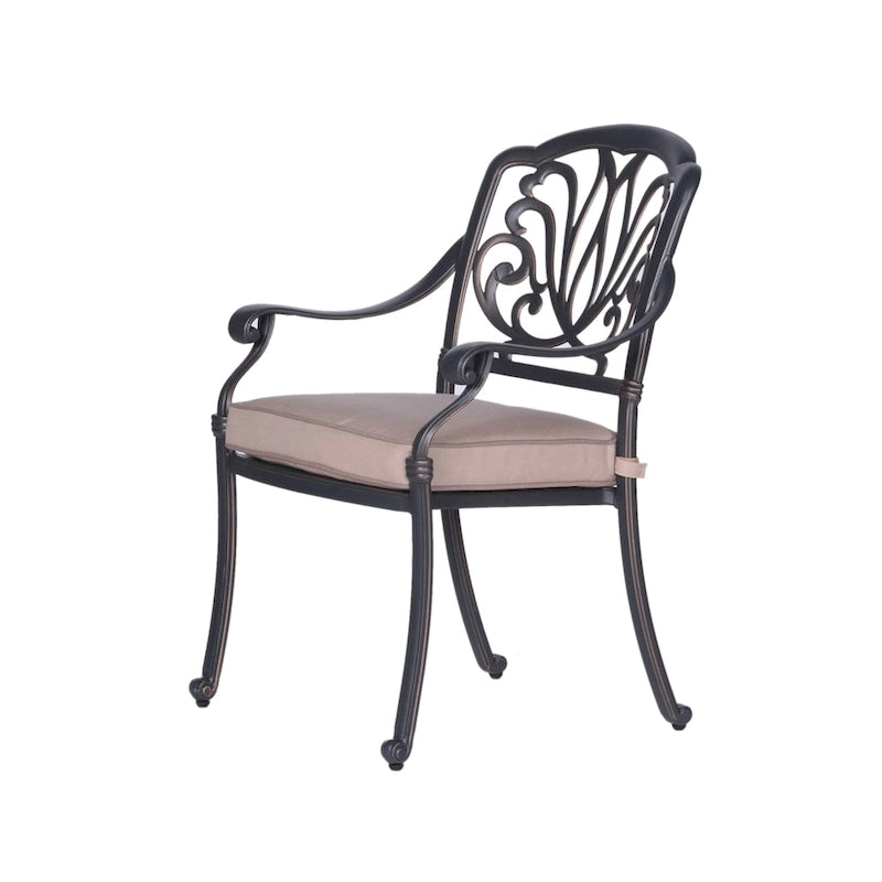 Ensemble de salle à manger rond 5 pièces en aluminium Saratoga avec coussins Sunbrella – Meilleur mobilier d'extérieur