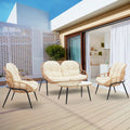 Ensemble de conversation d'extérieur moderne 4 pièces Manhattan Comfort Pine