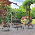 Ensemble de conversation d'extérieur moderne 4 pièces Manhattan Comfort Pine