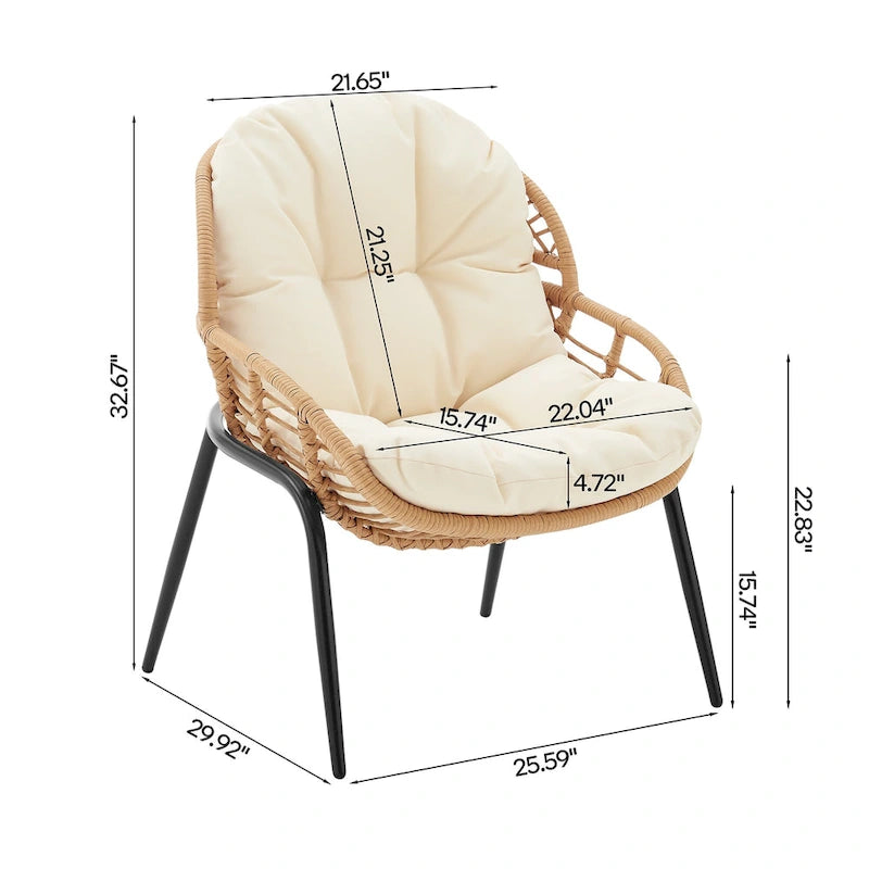 Ensemble de conversation d'extérieur moderne 4 pièces Manhattan Comfort Pine