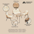 Ensemble de conversation d'extérieur moderne 4 pièces Manhattan Comfort Pine