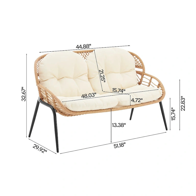 Ensemble de conversation d'extérieur moderne 4 pièces Manhattan Comfort Pine