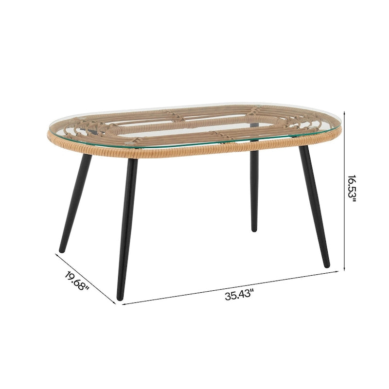 Ensemble de conversation d'extérieur moderne 4 pièces Manhattan Comfort Pine