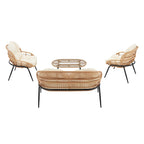 Ensemble de conversation d'extérieur moderne 4 pièces Manhattan Comfort Pine