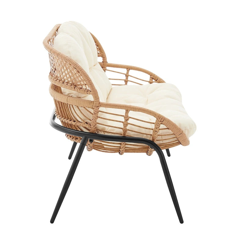 Ensemble de conversation d'extérieur moderne 4 pièces Manhattan Comfort Pine