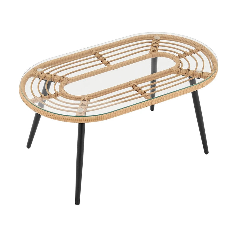 Ensemble de conversation d'extérieur moderne 4 pièces Manhattan Comfort Pine