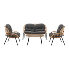 Ensemble de conversation d'extérieur moderne 4 pièces Manhattan Comfort Pine