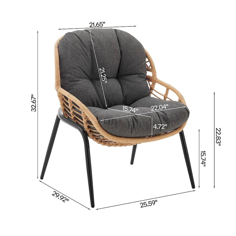 Ensemble de conversation d'extérieur moderne 4 pièces Manhattan Comfort Pine