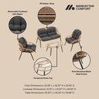 Ensemble de conversation d'extérieur moderne 4 pièces Manhattan Comfort Pine