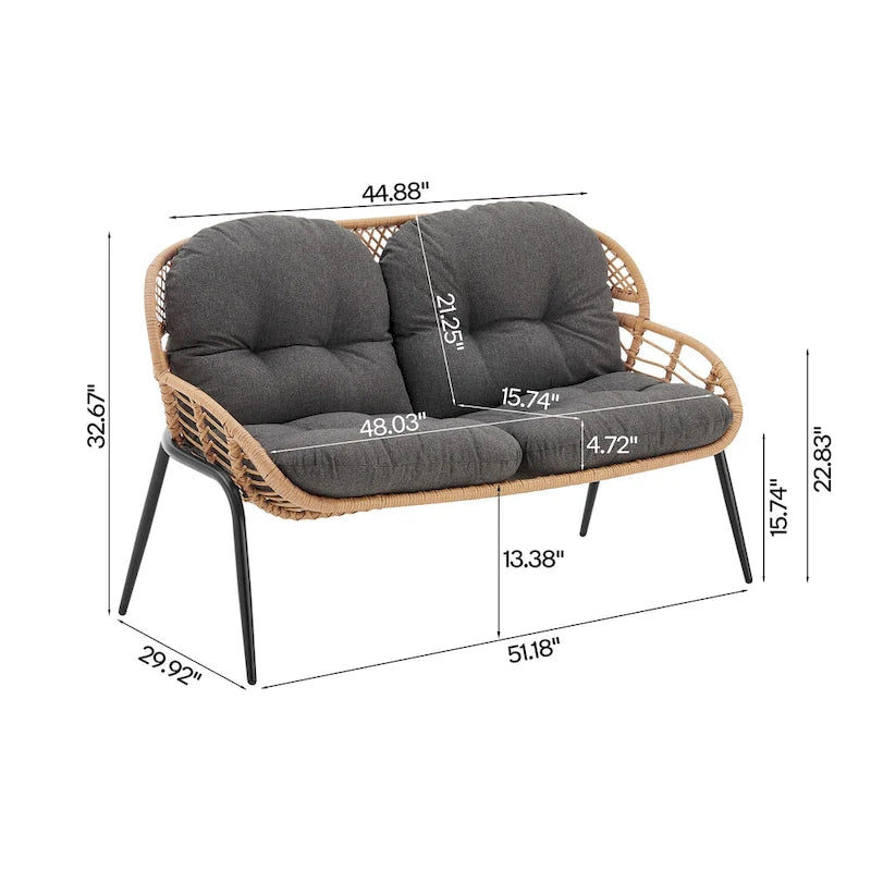 Ensemble de conversation d'extérieur moderne 4 pièces Manhattan Comfort Pine