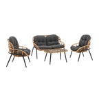 Ensemble de conversation d'extérieur moderne 4 pièces Manhattan Comfort Pine
