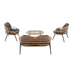 Ensemble de conversation d'extérieur moderne 4 pièces Manhattan Comfort Pine