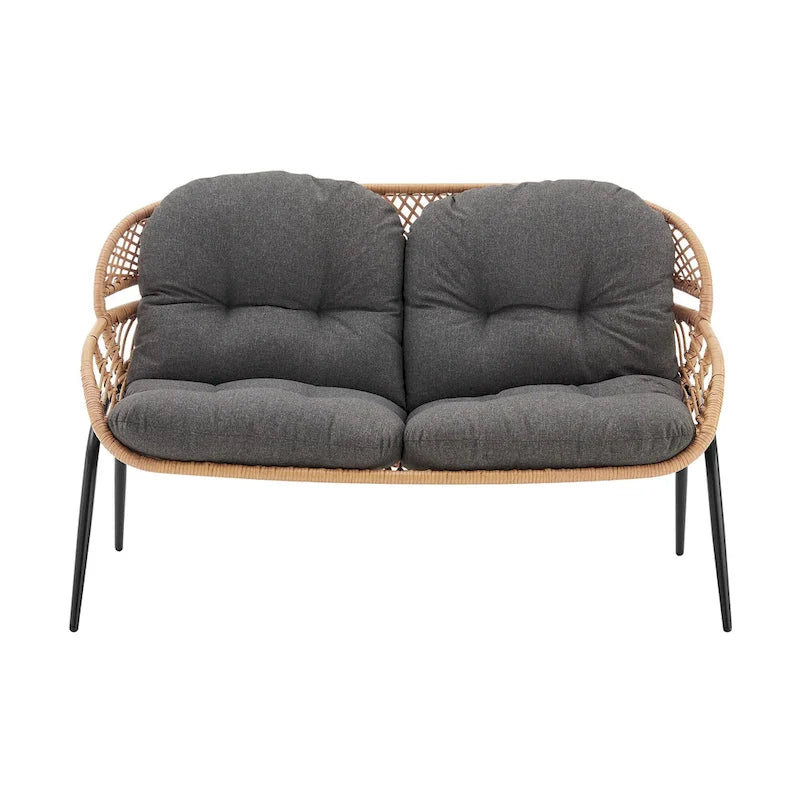 Ensemble de conversation d'extérieur moderne 4 pièces Manhattan Comfort Pine