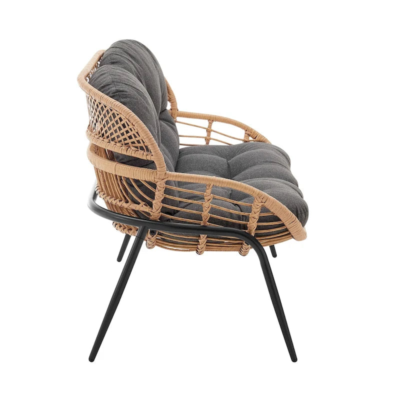 Ensemble de conversation d'extérieur moderne 4 pièces Manhattan Comfort Pine