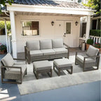 Outdoor Sectional Sofa with Ottoman and Club Chair - Grey