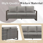 Canapé d'angle d'extérieur avec pouf et fauteuil de jardin - Gris
