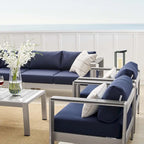 Ensemble de canapé d'angle 7 pièces en aluminium pour patio extérieur, tissu Sunbrella Shore