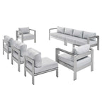 Ensemble de canapé d'angle 7 pièces en aluminium pour patio extérieur, tissu Sunbrella Shore