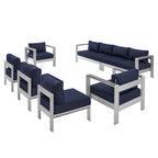 Ensemble de canapé d'angle 7 pièces en aluminium pour patio extérieur, tissu Sunbrella Shore