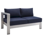 Ensemble de canapé d'angle 7 pièces en aluminium pour patio extérieur, tissu Sunbrella Shore